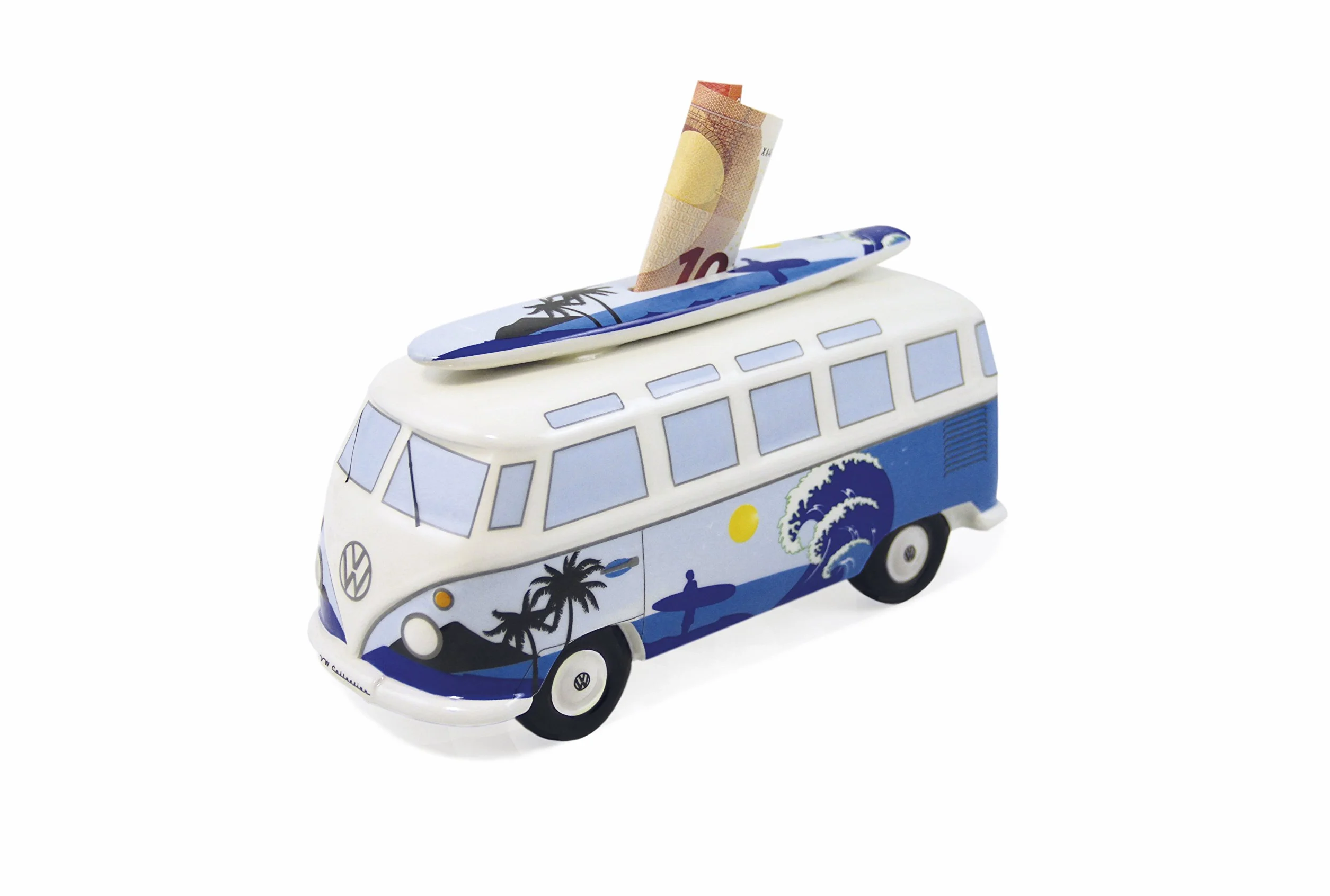 BRISA VW Collection - Hucha de Cerdito T1 Camper Bus Samba y Tabla de Surf (Surf/Azul)
