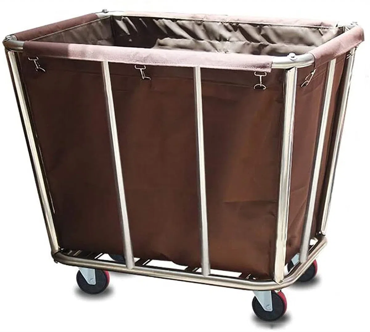 Carro de Servicio, Carro de Recogida, Carro de Reciclaje, Carro de Servicio de Acero Inoxidable con Ruedas, Carro multifunción para clasificar la Ropa, Ideal para hotele