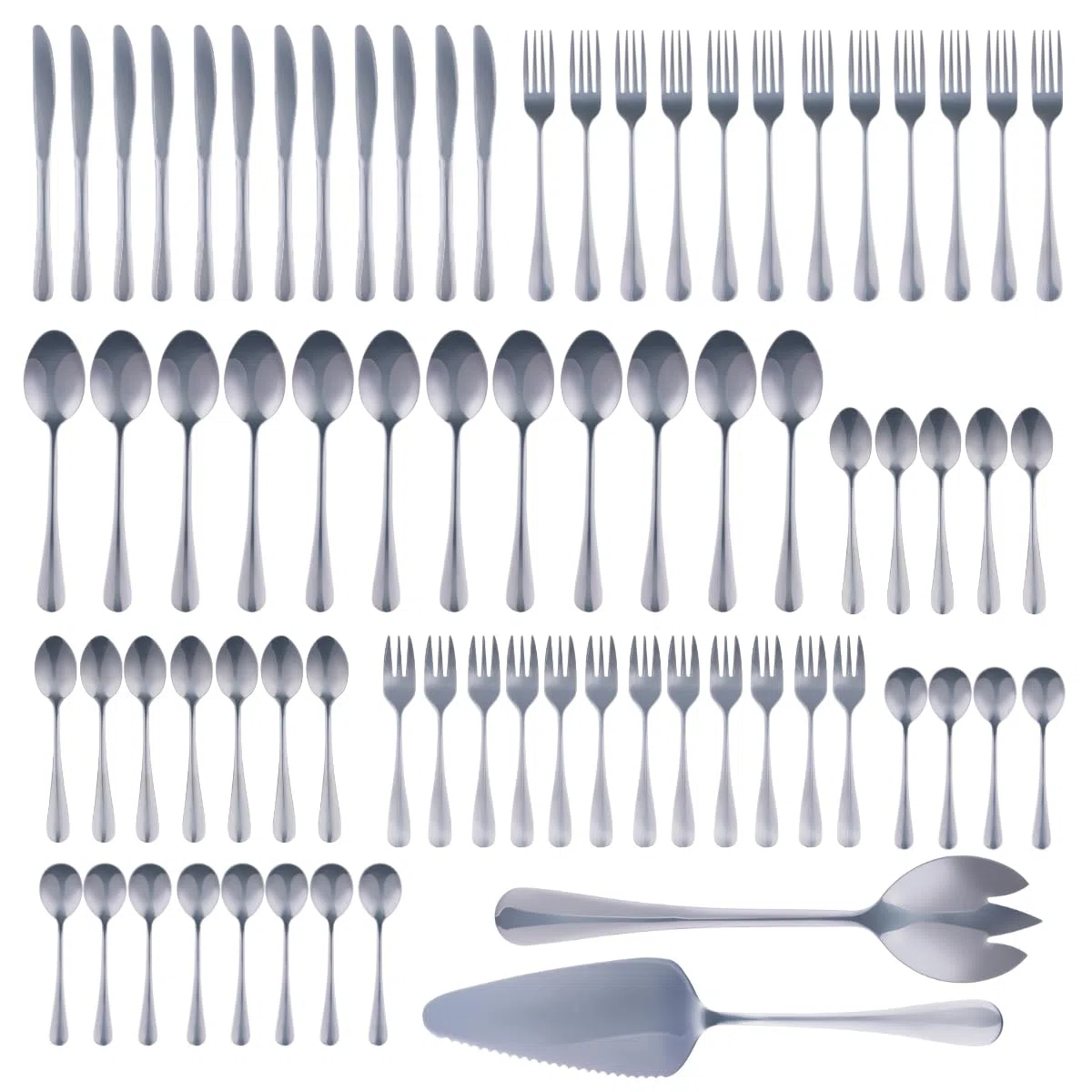alpina Cubertería 75 Piezas para 12 Personas – Cubiertos Acero Inoxidable – Cubiertos Cucharas Tenedores Cuchillos Postre Café Té – Juego Completo Cocina Comedor