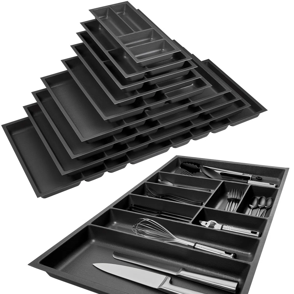 Orga-box 3 Cubertero fondo: 473 x ancho: 791 mm antracita con estructura de lona para cajones de 90 cm p.ej. en cocinas Nobilia a partir de 08.2012.