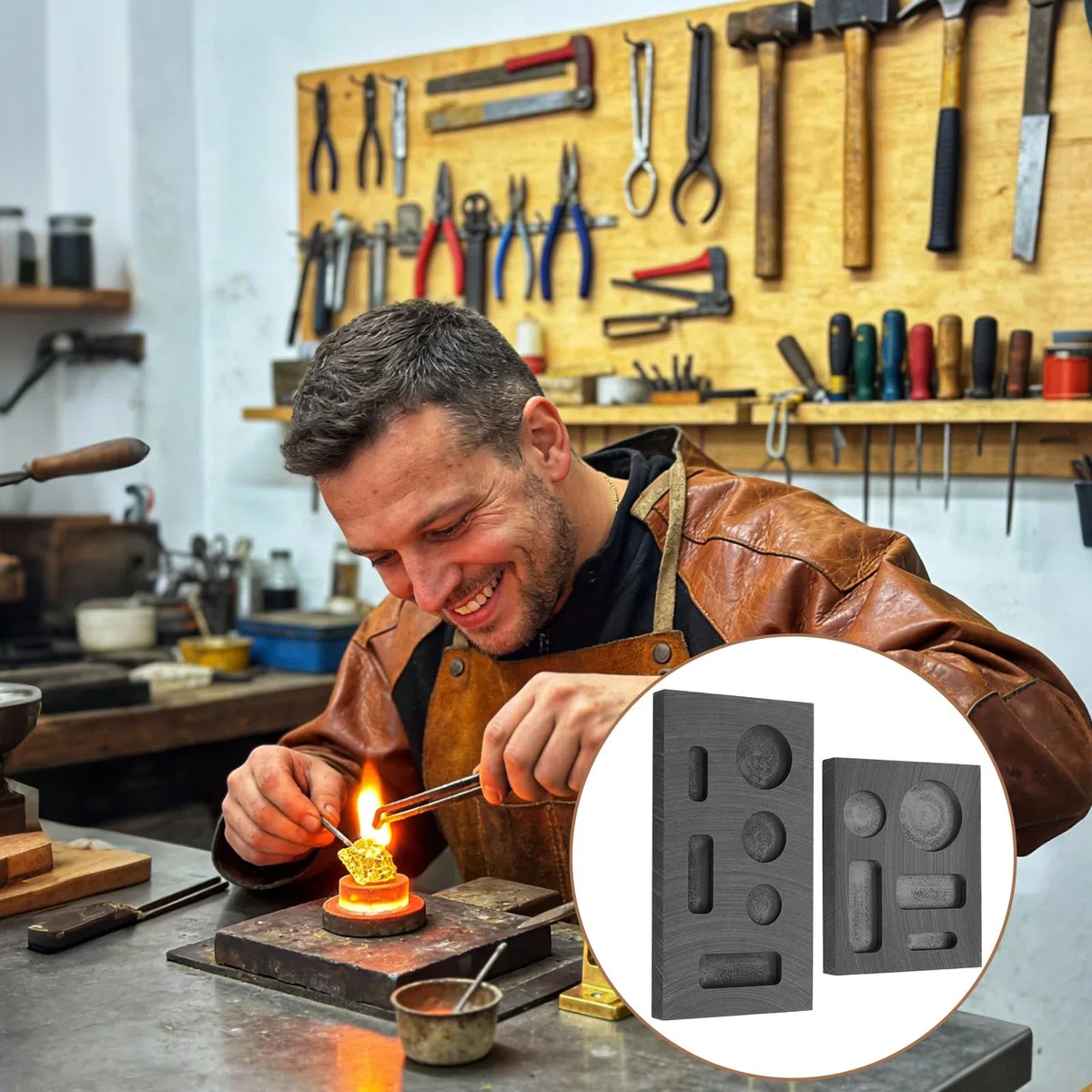 2uds Moldes de Grafito, Mini Molde de Lingote Grafito para Fundir Oro Plata Aluminio Cobre y Latón Alta Pureza Kit Fundición y Refinación Metales para Joyería