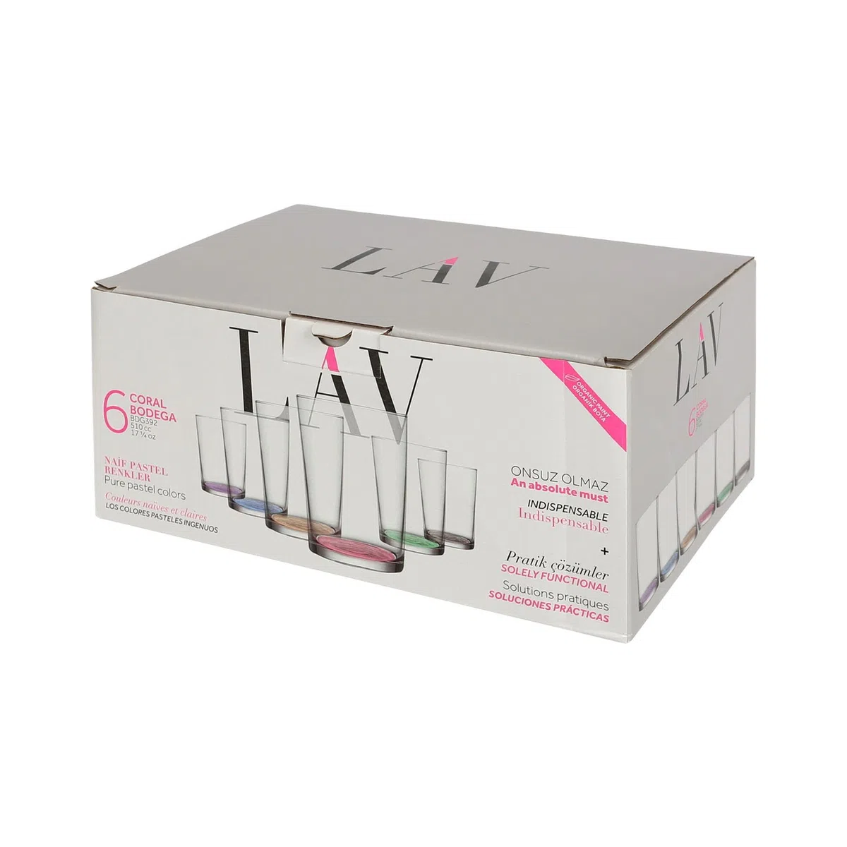 Lav 52429 Vaso Sidra Pastel, 520Cc, Colores Surtidos