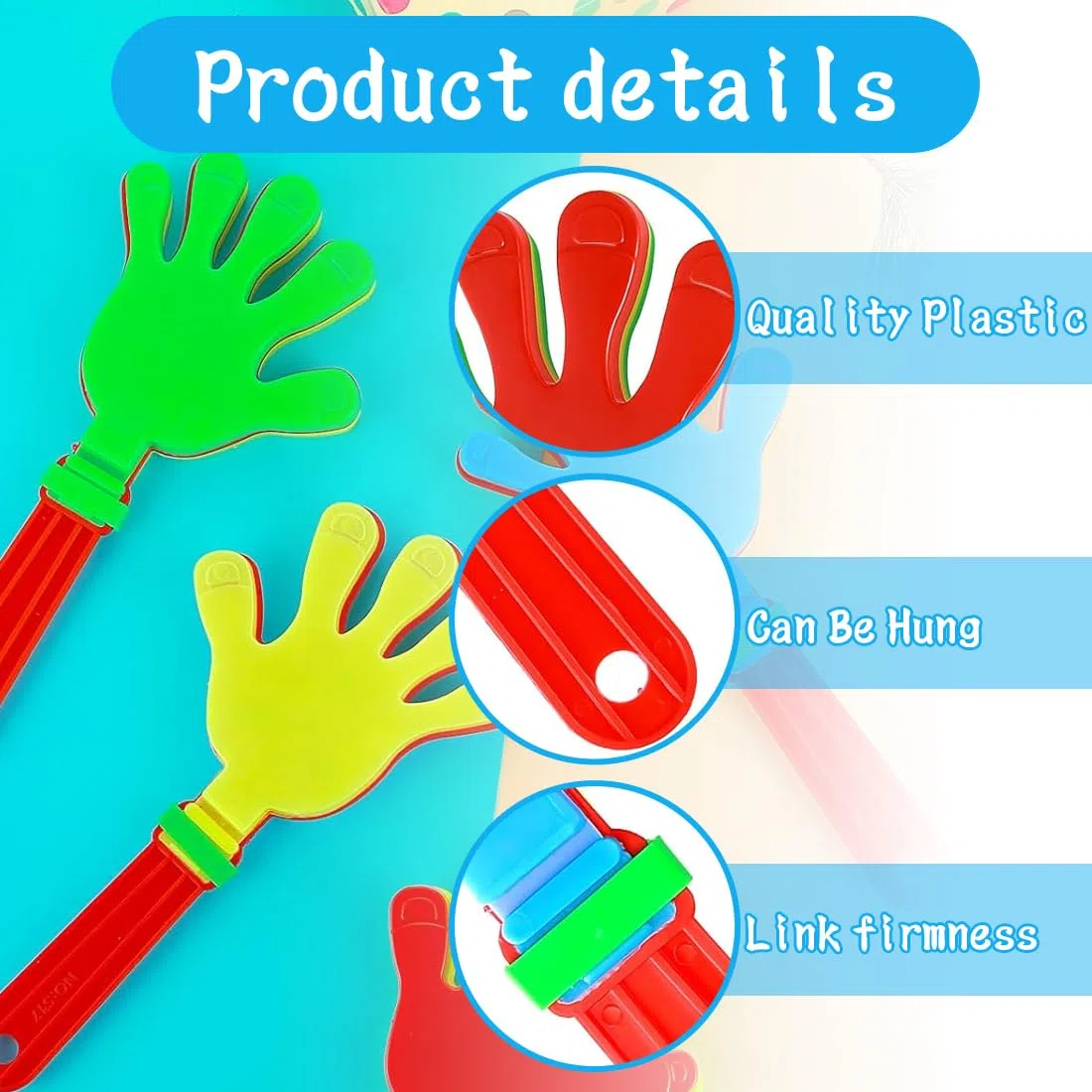 Paquete De 3 Aplausos De Mano De 19 Cm Para Hacer Ruido De Animación, Fabricantes De Ruido De Dedos Para Eventos Deportivos, Baloncesto, Fútbol, Juegos De Fiesta (Colores Mezclados)