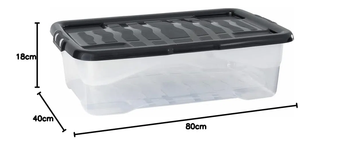 Strata Curve - Cajas Almacenaje Organizadoras para debajo de la cama (6 unidades, 42 L, 80 x 40 x 18 cm), color transparente