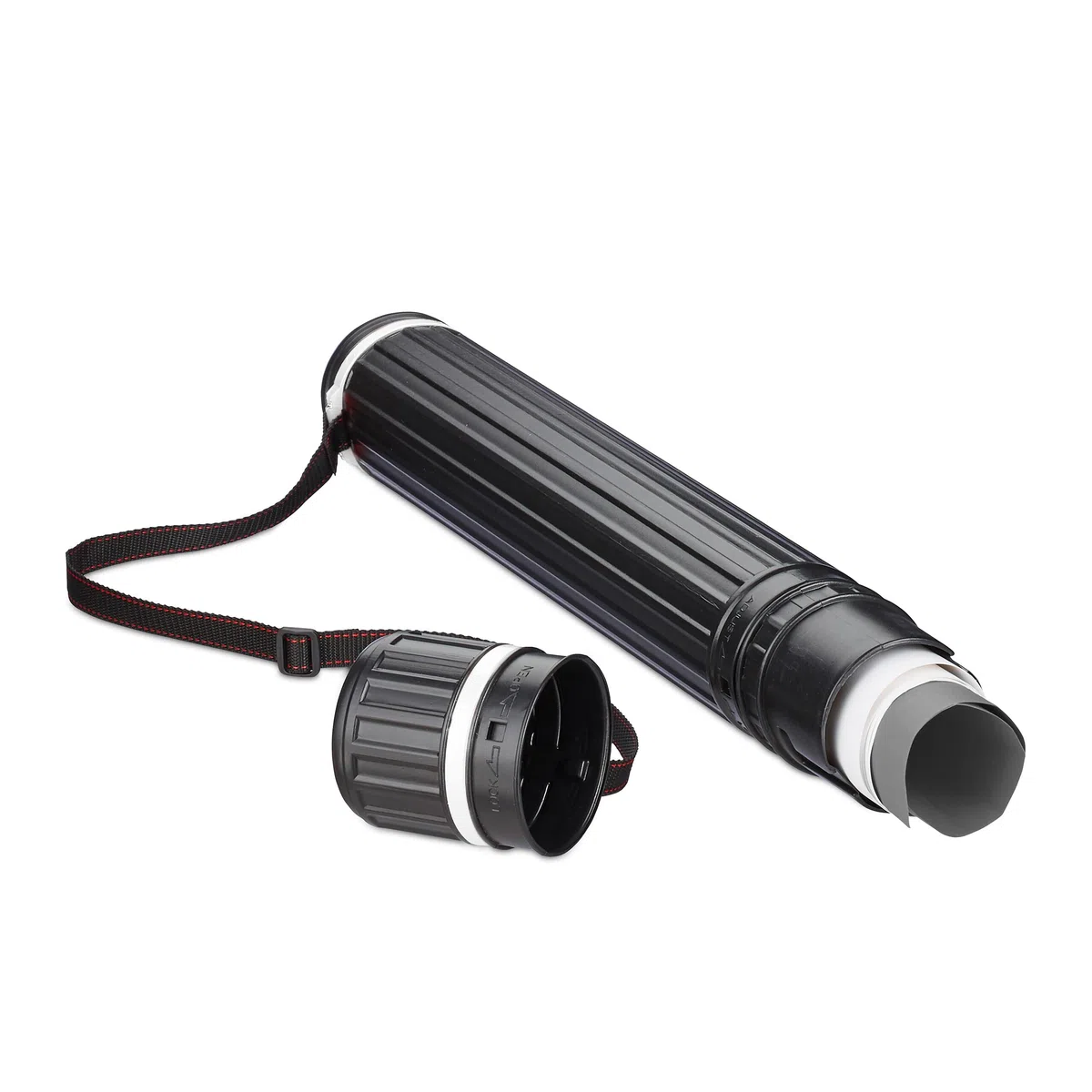 Relaxdays Portaplanos Extensible hasta A0, Tubo para Guardar Láminas, Carteles, Planos 64-107cm, Plástico, Negro/Blanco