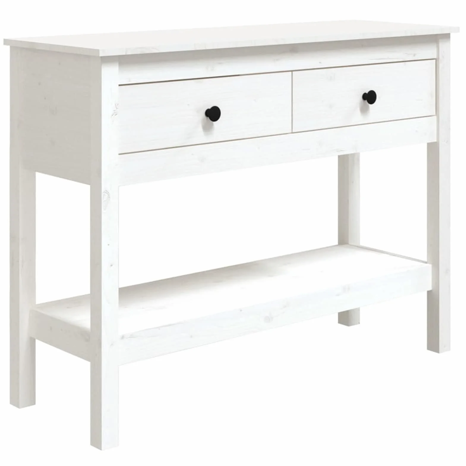 Homgoday Mesa Consola Recibidor Mueble de Entrada Estrecha Clásica Grande Mesa Auxiliar para Pasillo Comedor Mesa Consola de Madera Maciza de Pino Blanco 100x35x75 cm