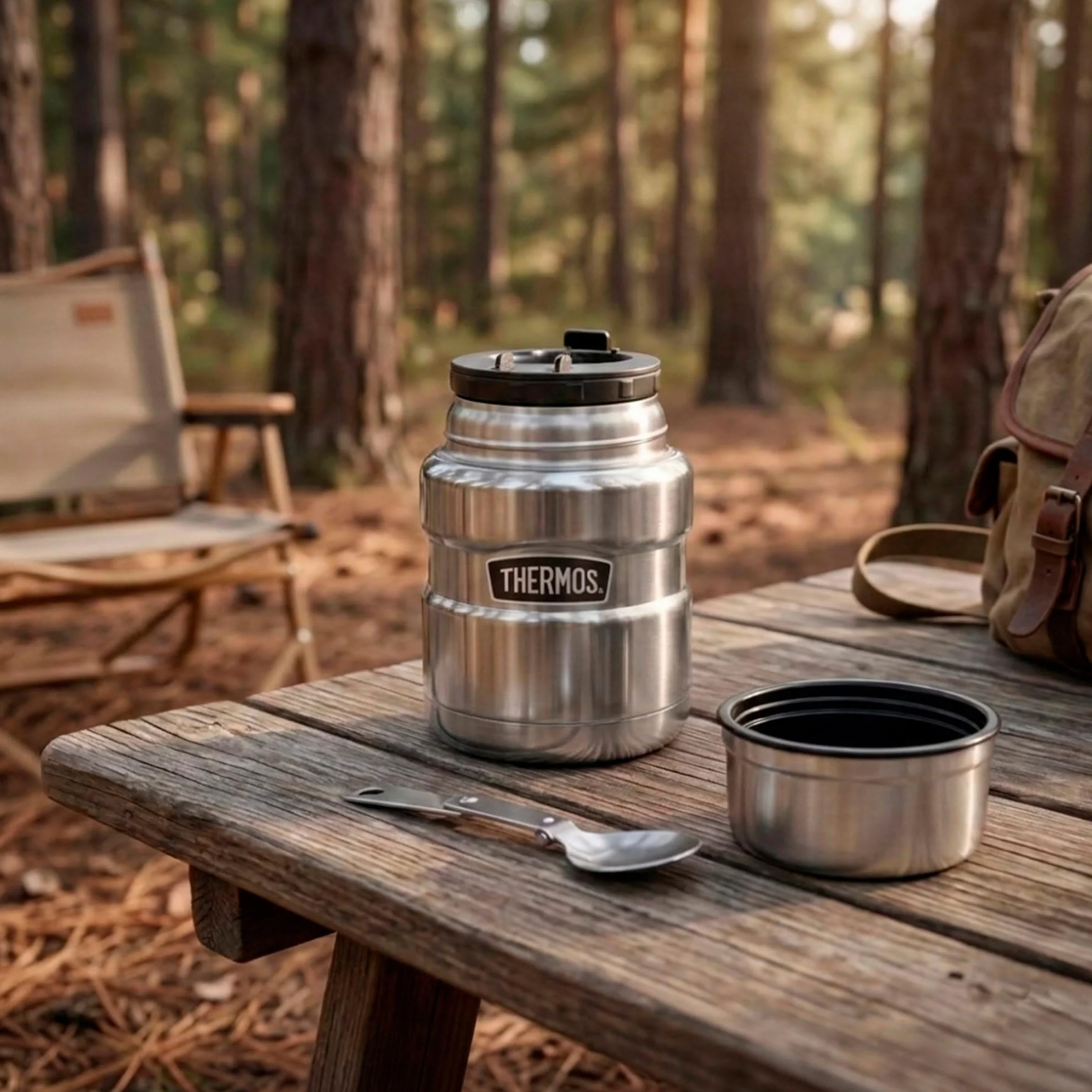Thermos Termo Acero Inoxidable, 470 ml, 9x9x15 cm, Incluye Cuchara, Doble Aislamiento, Rendimiento térmico 9h Calor y 14h frío, Termos para Comida Caliente
