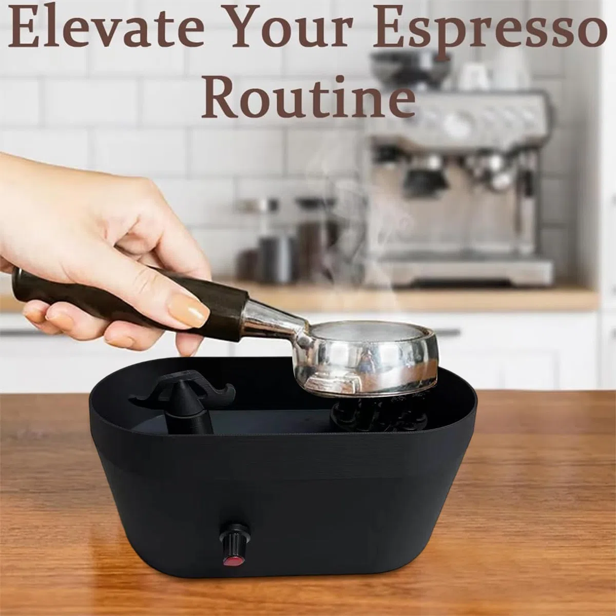 Juego de limpieza automática, limpiador de portafiltros eléctrico para café expreso, kit de limpieza con bandeja para sistemas de 51/53/58 mm, mantenimiento diario después de la elaboración de la