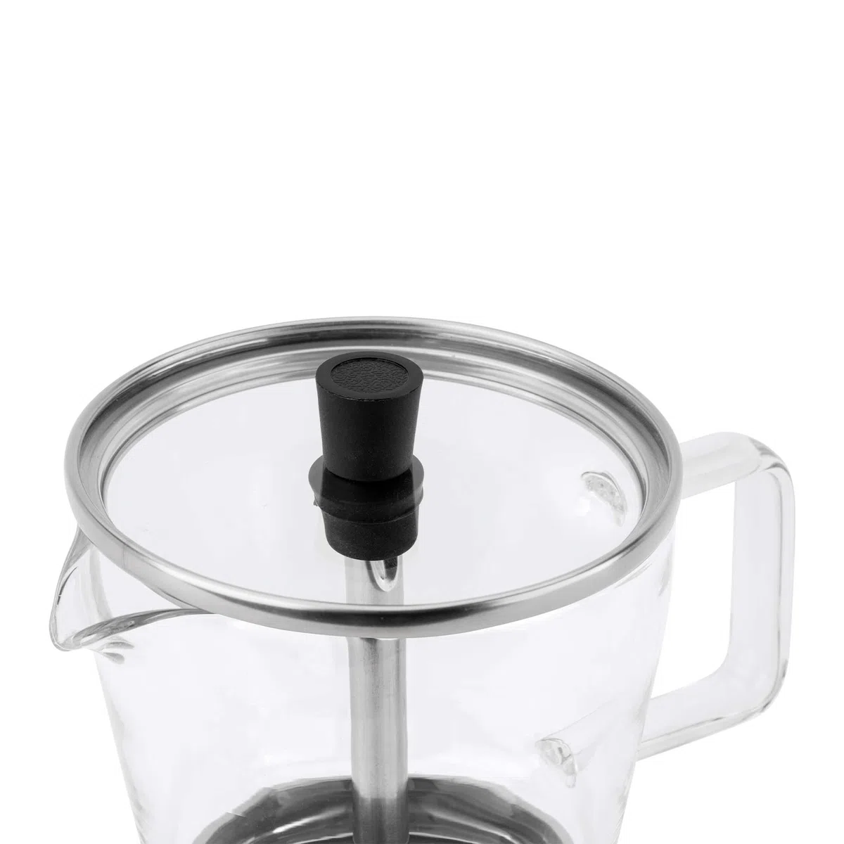 JATA HOGAR HCAF5507 - Cafetera Italiana Inducción 6 Tazas (240 ml) Acero Inoxidable con Jarra de Borosilicato, Moka para Café Espresso, Apta para Inducción, Gas y Vitro, Libre BPA