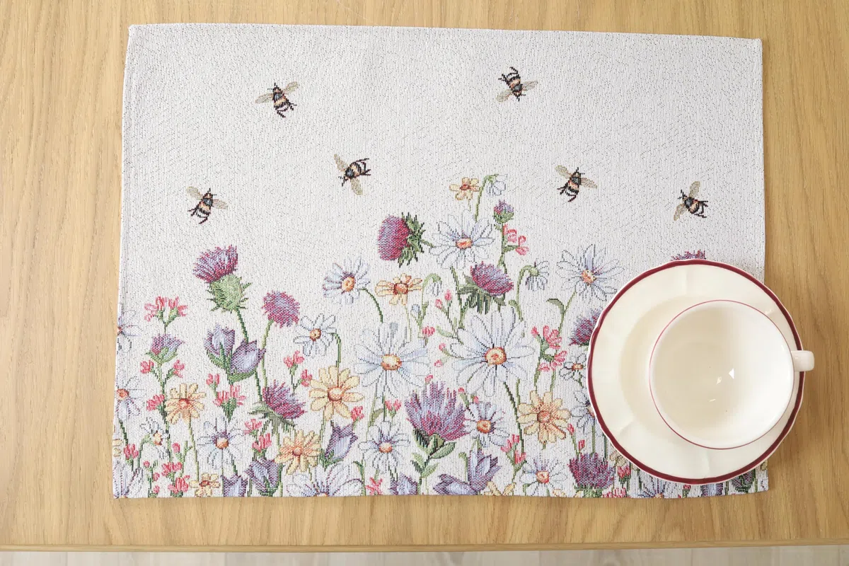 Manteles individuales lavables juego de 8 unidades, 35 x 45 cm, mantel individual de tela 100% jacquard, posavasos de alta calidad reutilizables para bodas, cumpleaños, cocinas, cafés - abejas