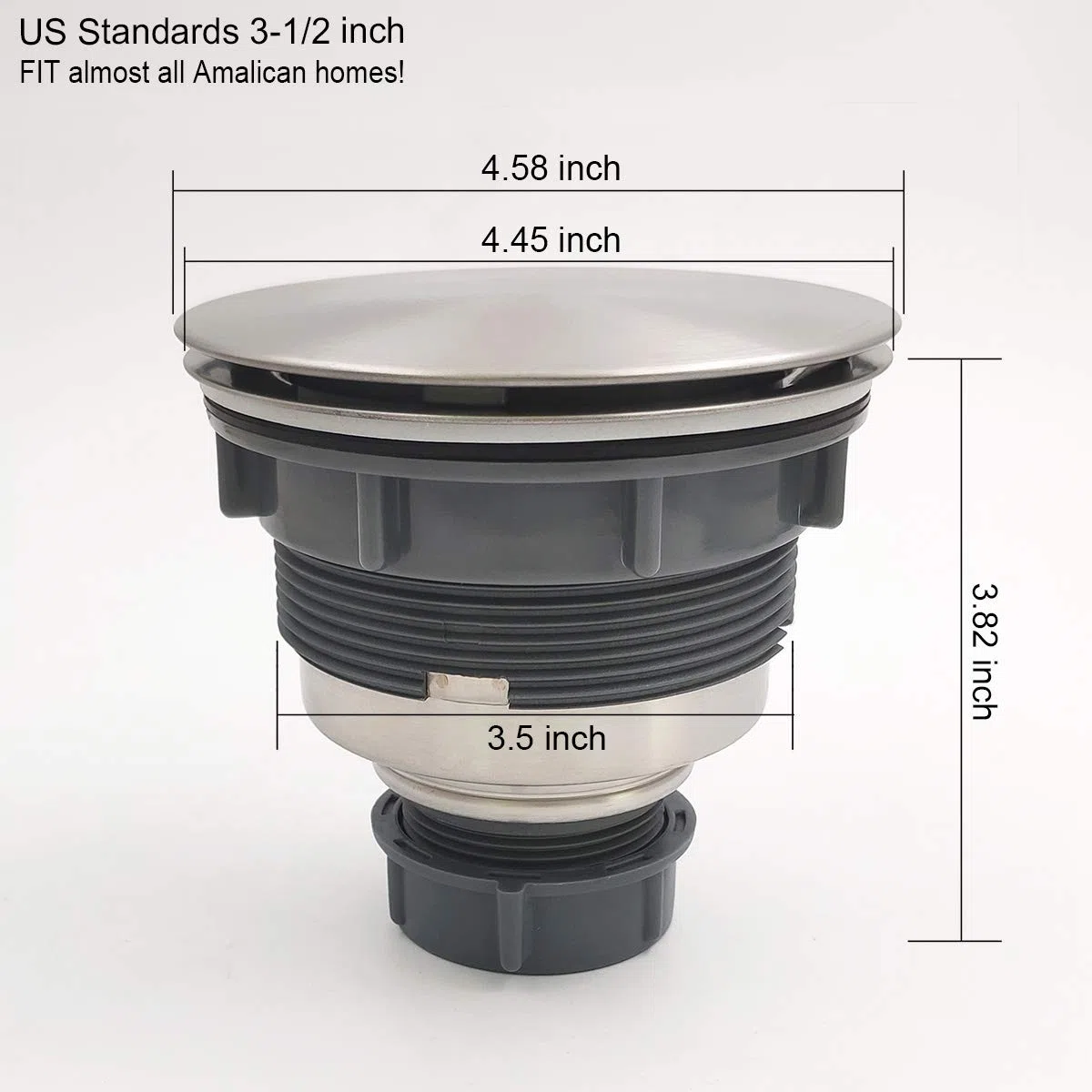 GZILA Kit de montaje de colador de drenaje de fregadero de cocina de 3.5 pulgadas con tapa plana de decoración de tapón, reemplazo de cesta de residuos profunda extraíble, desagües de níquel cepillado