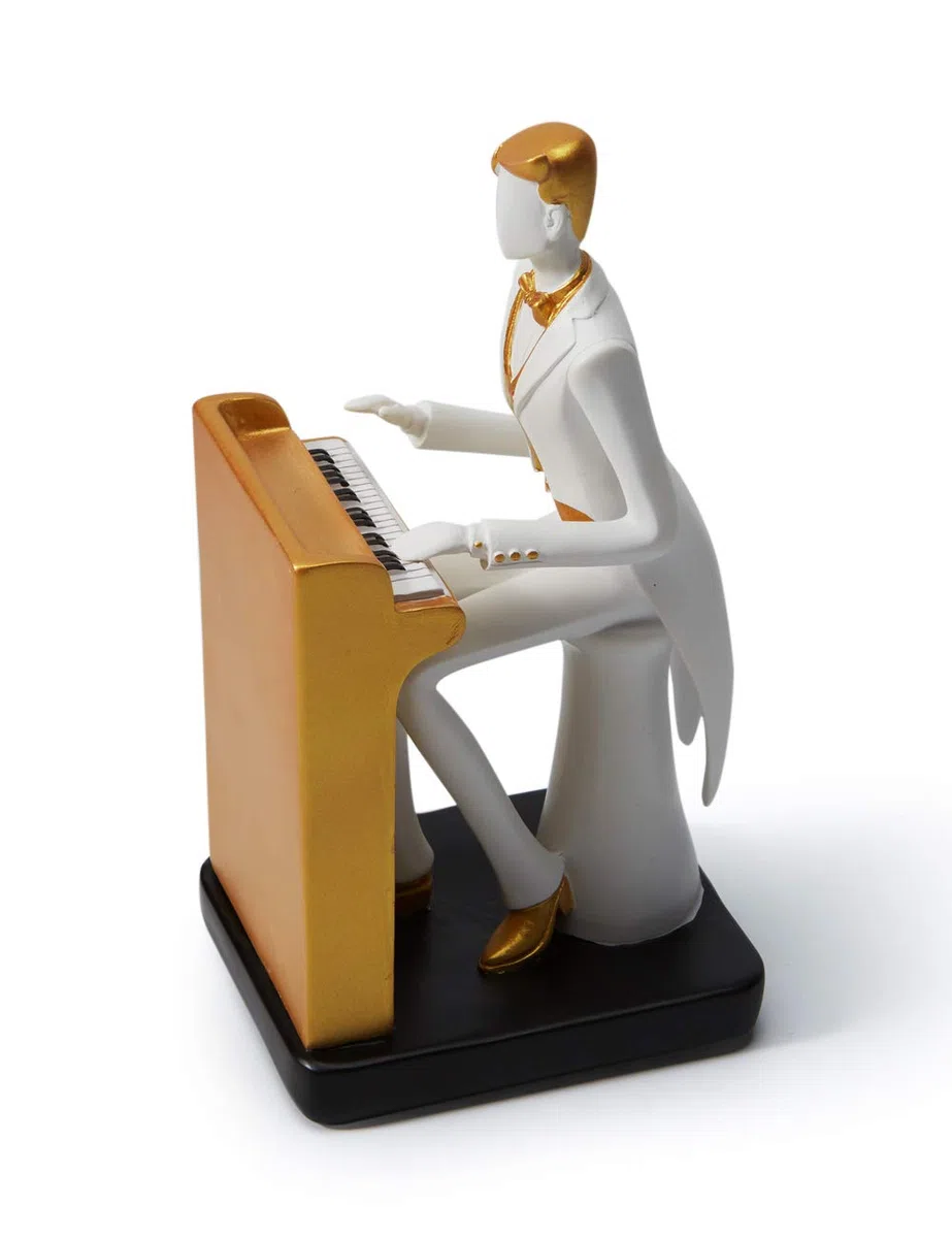 HAUCOZE Adorno Musical Estatua de Músico Escultura Piano Figura Modern Decoración Arte Hogar Regalo para Salón Comedor Oficina 22cm