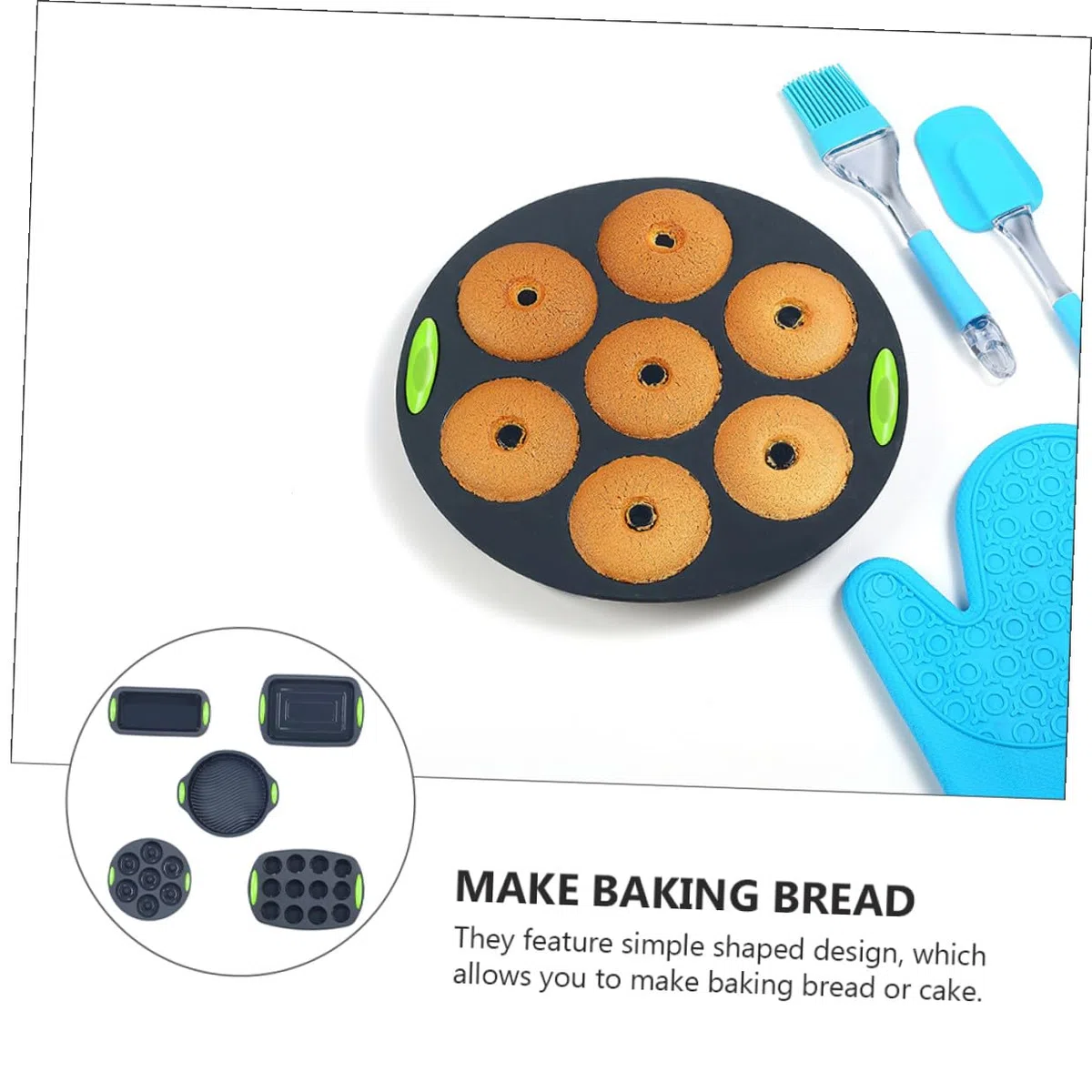 Molde para Hornear Pasteles y Pan Kit de 5 Piezas de Silicona Resistentes a Altas Temperaturas para Cocina y Repostería