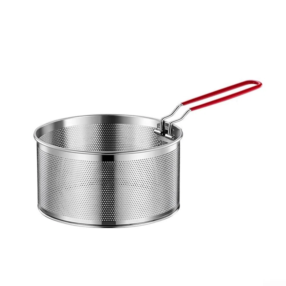 Cesta de pasta de acero inoxidable con colador y funciones de vapor, se adapta a cacerolas medianas, diseñada para drenar pasta cocida y blanquear verduras sin fregadero (05)