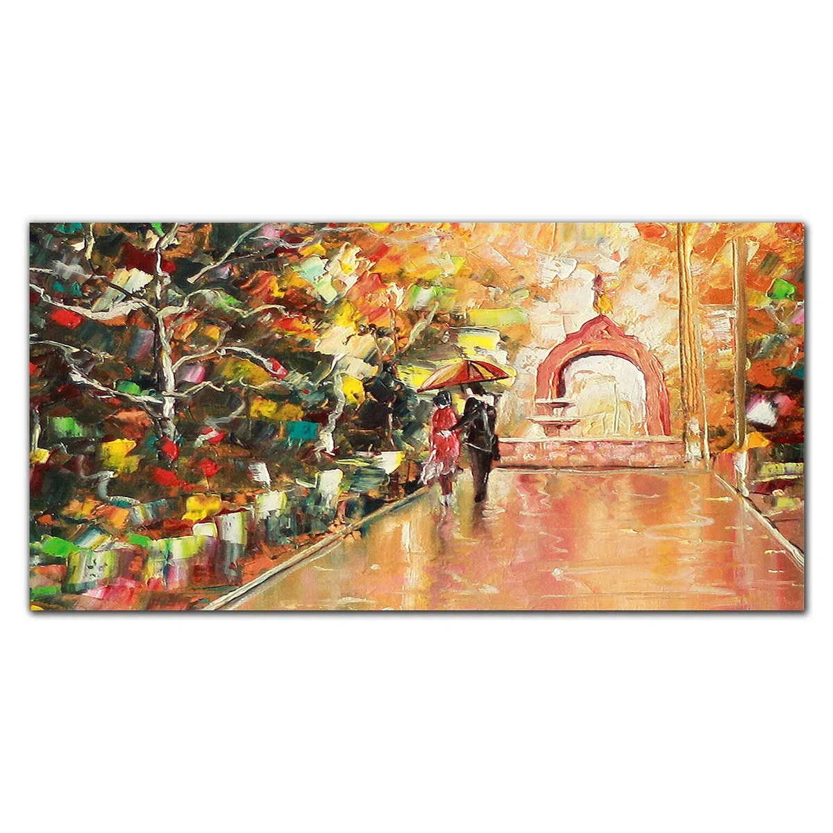 Coloray Pintura Vidrio Acrílico 100x50cm Cuadro De Pared De Arte De Vidrio Sala De Estar Cocina Acryl Mural - Árboles Pareja Pintura