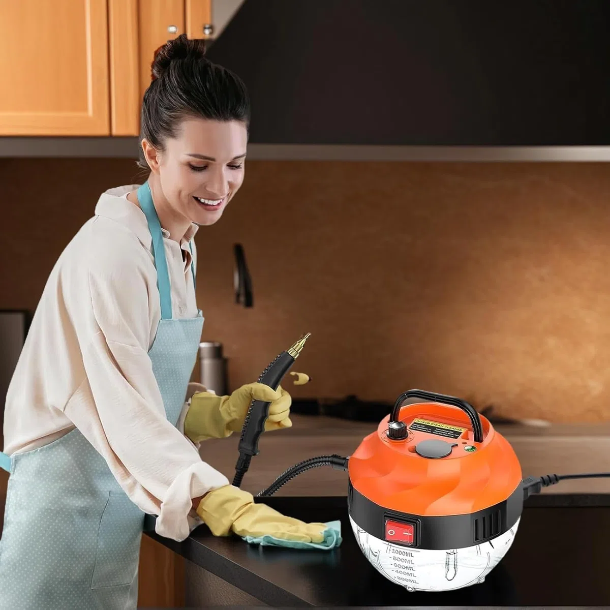 Vaporeta Limpieza Hogar, 2500W Maquina Limpiar Tapicerias con 6 Velocidades Ajustables y 3 Tipos de Cabezales para la Limpieza Doméstica de Cocina, Textiles, Derrames, Azulejos, Coche y Baño