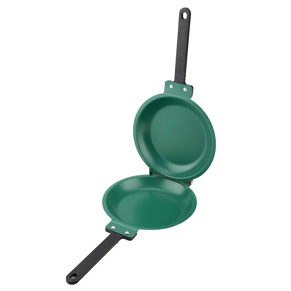 Sartén de doble cara, antiadherente para panqueques, sartén plegable, sartén para tortilla, parrilla antiadherente, panqueques, utensilios de cocina para el hogar, seguro para estufa de gas, verde