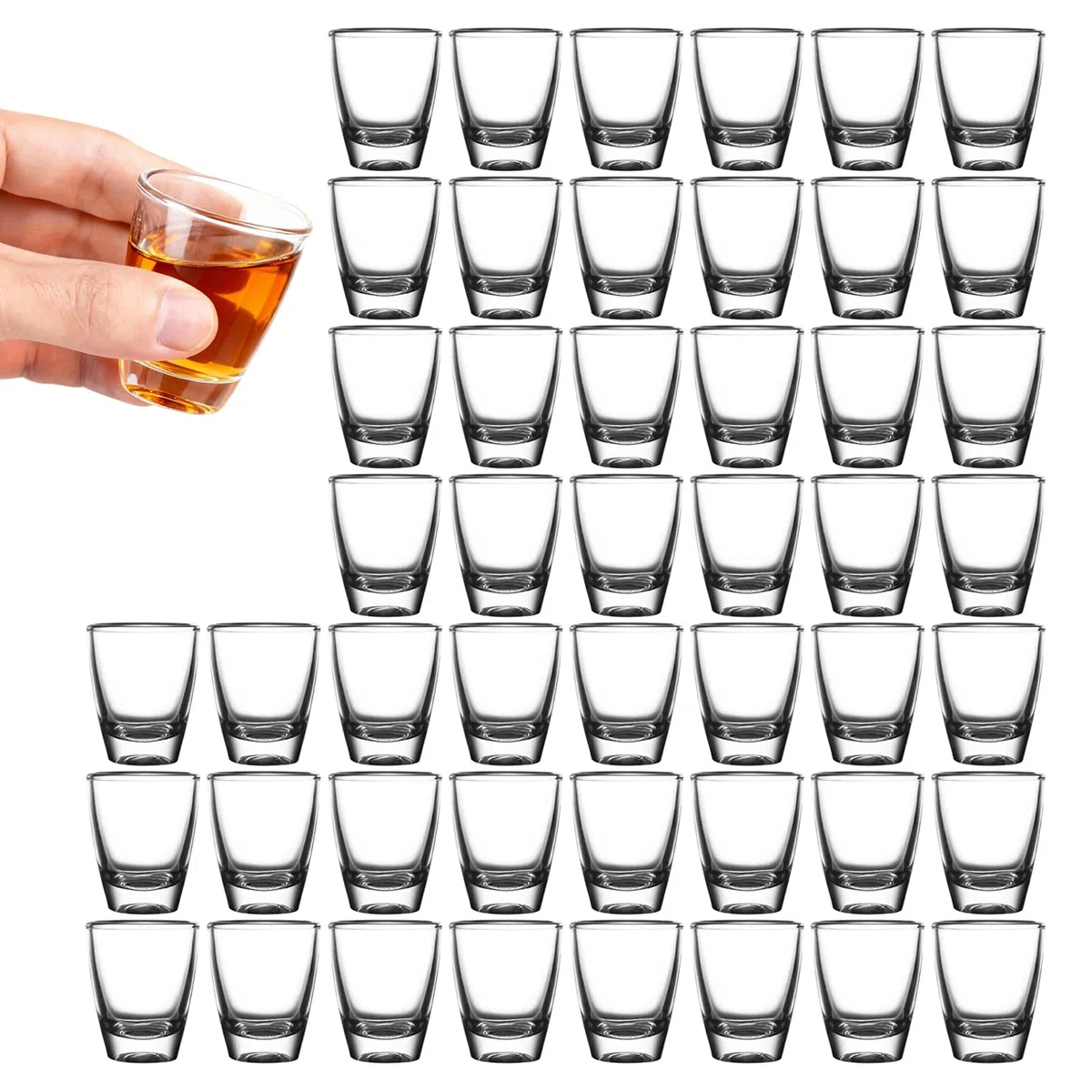 48 PCS Vasos de Chupito, Vaso de Vino en Forma de Huevo, 30 ml Vaso de Vidrio Templado, con Base Gruesa, Vasos para Beber Directamente, Copas de Cristal en Forma de Huevo para Fiestas, Club, Bar