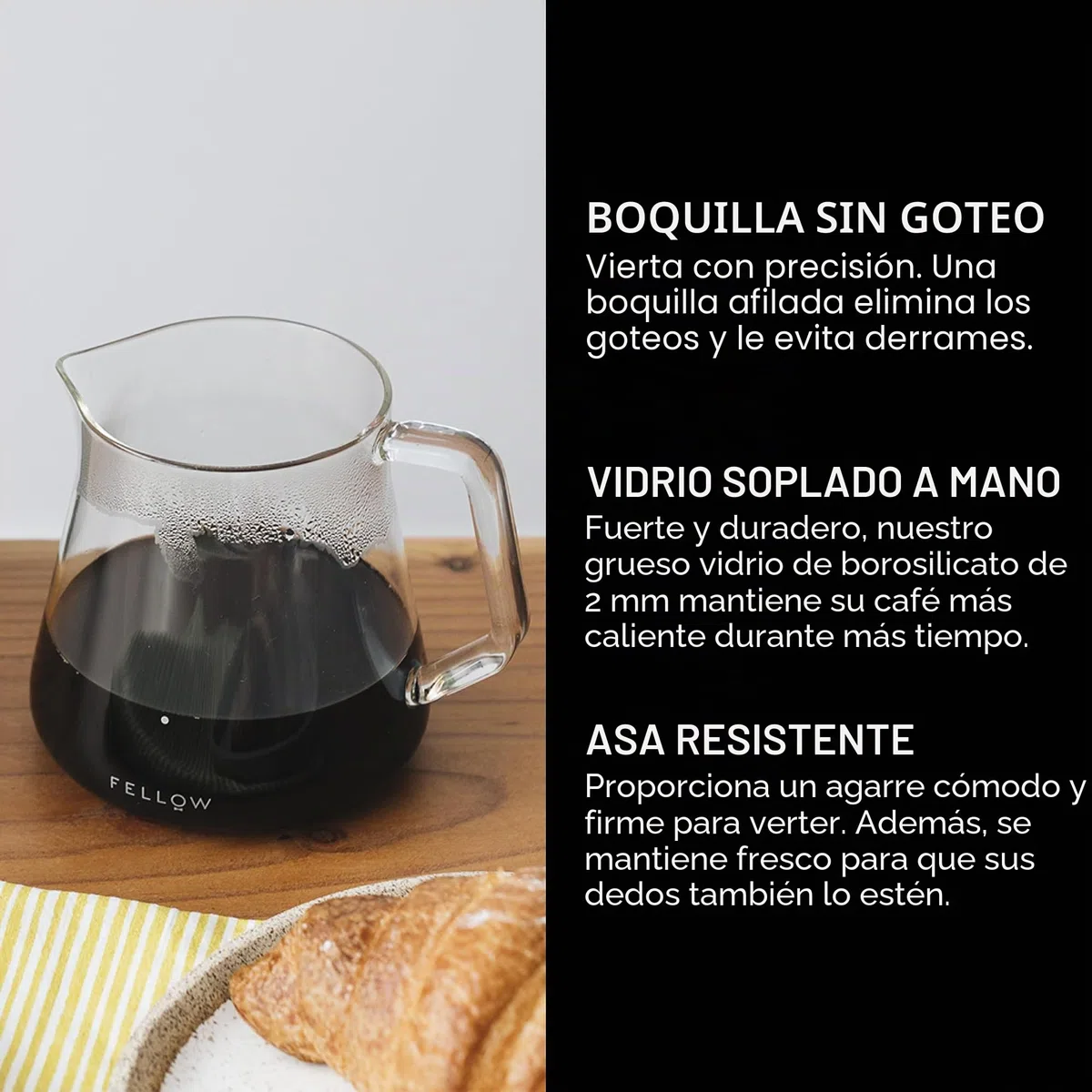 Fellow Mighty | Jarra pequeña de vidrio | Jarra para preparación manual de café o para infusión de té, decantador de vidrio de borosilicato, recipiente transparente | 500 ml