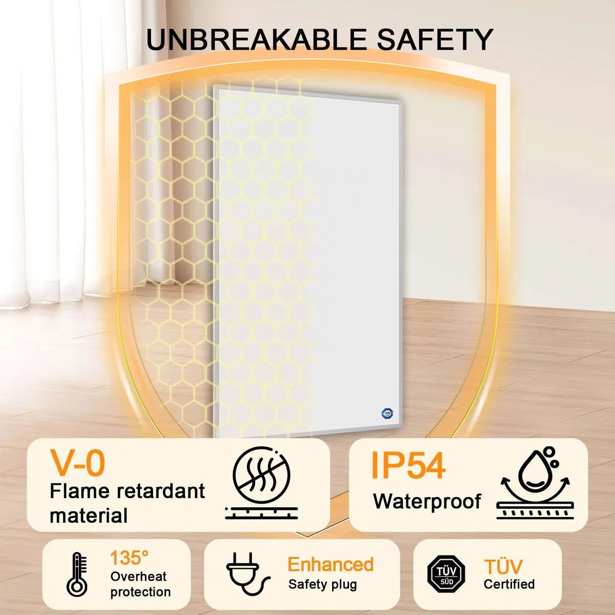 Calefactor Bajo Consumo 180W, Calefacción de Pared por Infrarrojos de Bajo Consumo - calefactor electrico bajo consumo silencioso - 300 * 600mm- TÜV