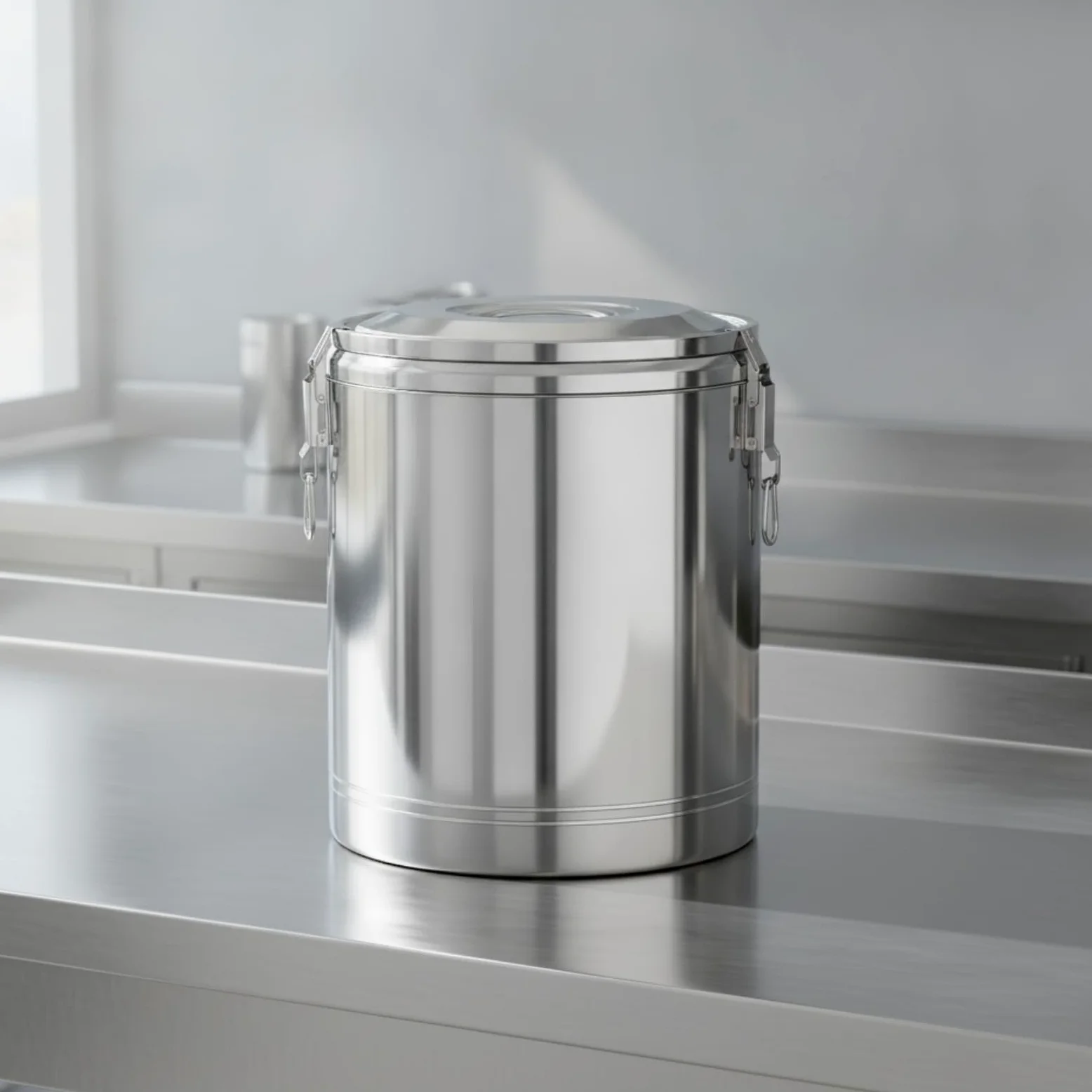 Cubo Térmico con Tapa Comercial Contenedor Isotérmico Acero Inoxidable Reutilizable Termo Industrial para Restaurantes, Bufés, 50L, Con Grifo