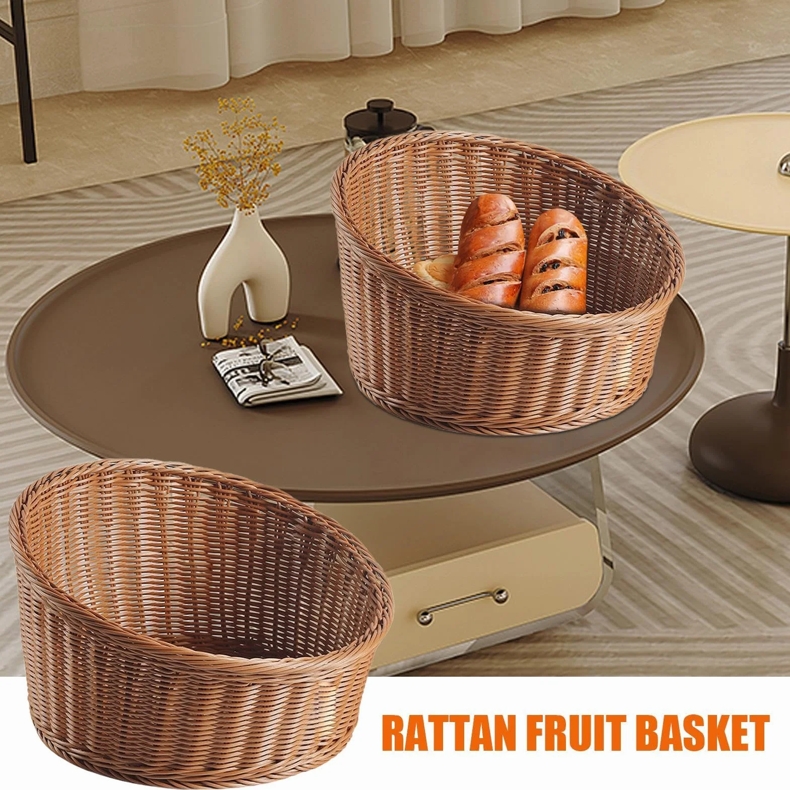 Cesta expositora para pan Bandeja Inclinada Expositora De Alimentos | Cesta De Mimbre Para Servir Pan mesa mostrador verduras y pasteles restaurante picnic panadería