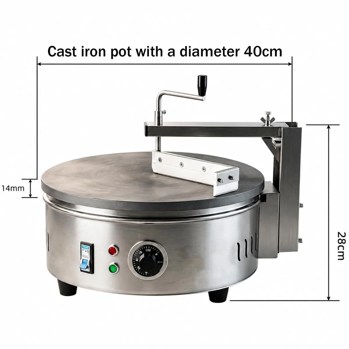 Máquina eléctrica Comercial para Crepes y panqueques de 220 V con 7 Herramientas auxiliares, Plancha Antiadherente de Acero Inoxidable de 40 cm, Temperatura Ajustable