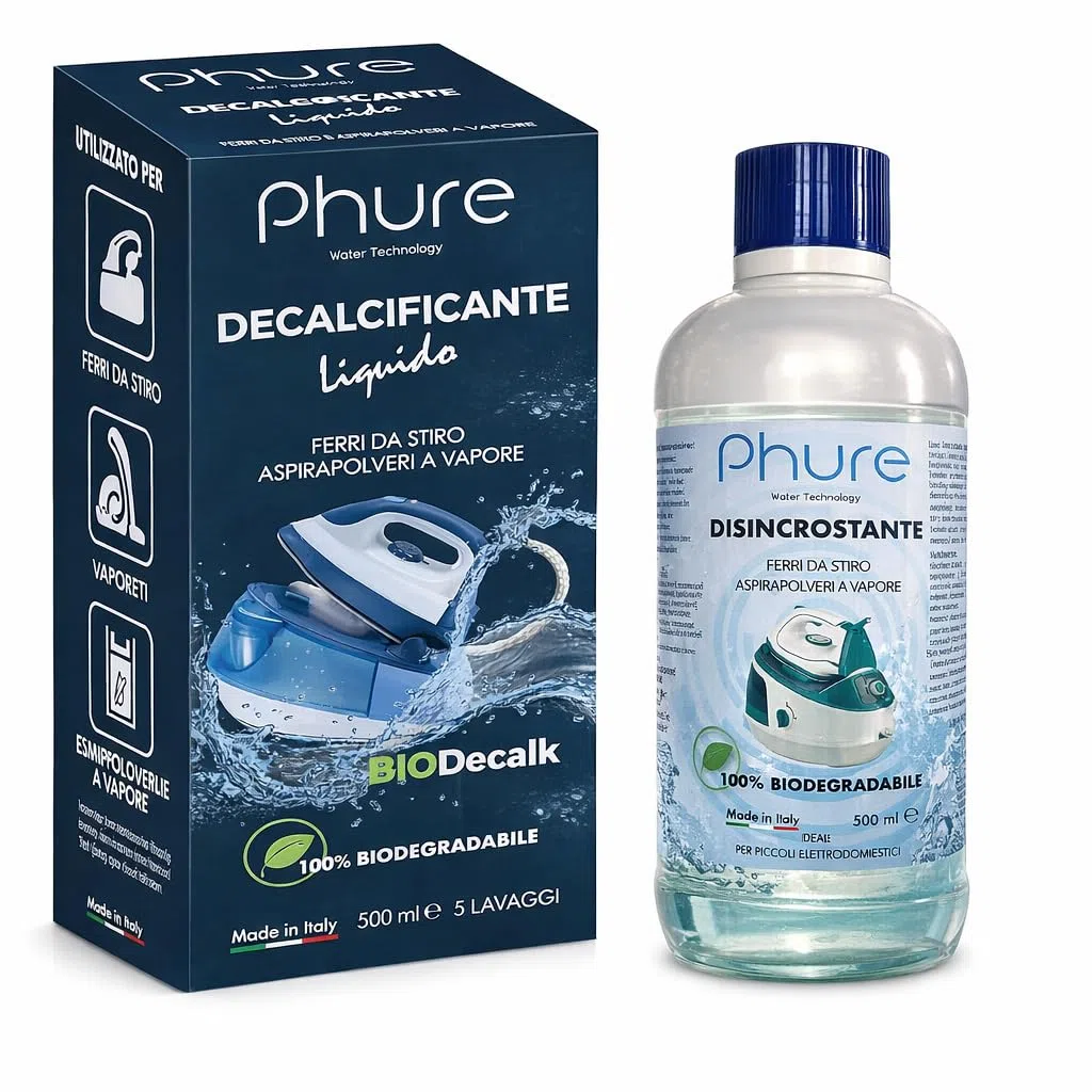 PHURE Bio Decalk - Descalcificador descalcificador concentrado universal para planchas y aspiradoras de vapor, para pequeños electrodomésticos, compatible con todas las marcas, biodegradable, 500 ml