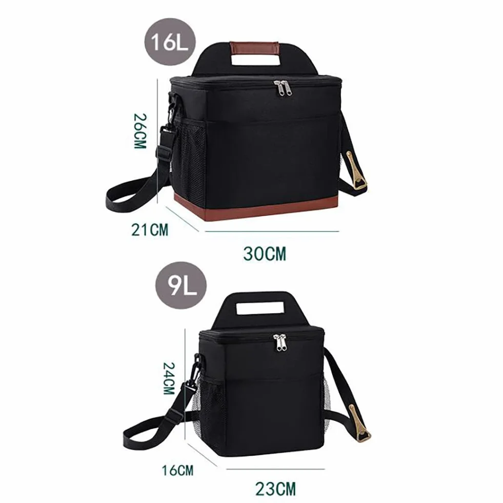 Bolsa isotérmica para el almuerzo, 16 L, portátil, impermeable, para almuerzo, pícnic, con correa para el hombro, doble compartimento para trabajo, escuela, viajes, oficina, azul oscuro