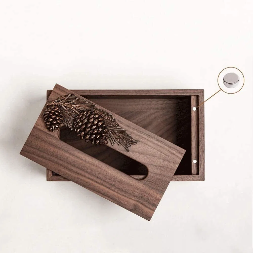 Porta pañuelos de cerámica, dispensador de pañuelos faciales, Porta Mantel Rectangular de Madera de Nogal, Porta pañuelos, Porta servilletas, Caja de Almacenamiento de servilletas