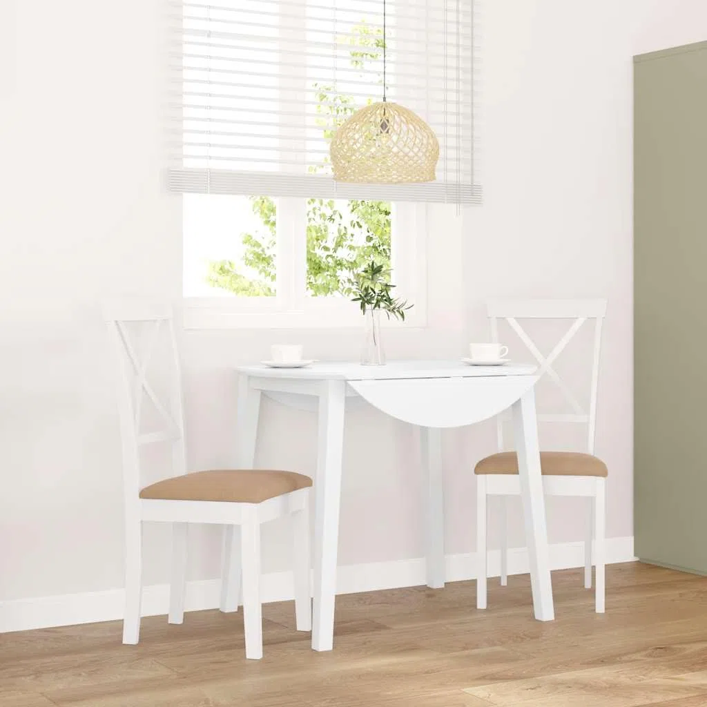 Sillas de comedor con cojín 2 uds. Árbol de caucho de madera maciza blanco, diseño ergonómico con respaldo cómodo para sentarse durante mucho tiempo, resistente a los golpes y duradero