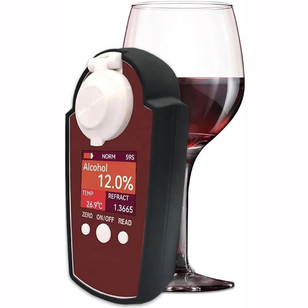 Refractómetro portátil de alcohol 0-25%, probador de mano para una medición precisa de la concentración de vino