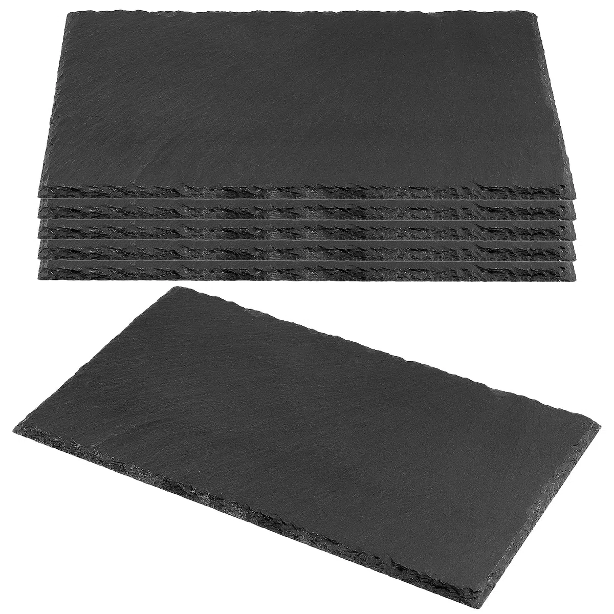 6 placas de pizarra de 25 x 15 cm, color negro, pizarra natural, placas rectangulares para filetes, aperitivos, sushi