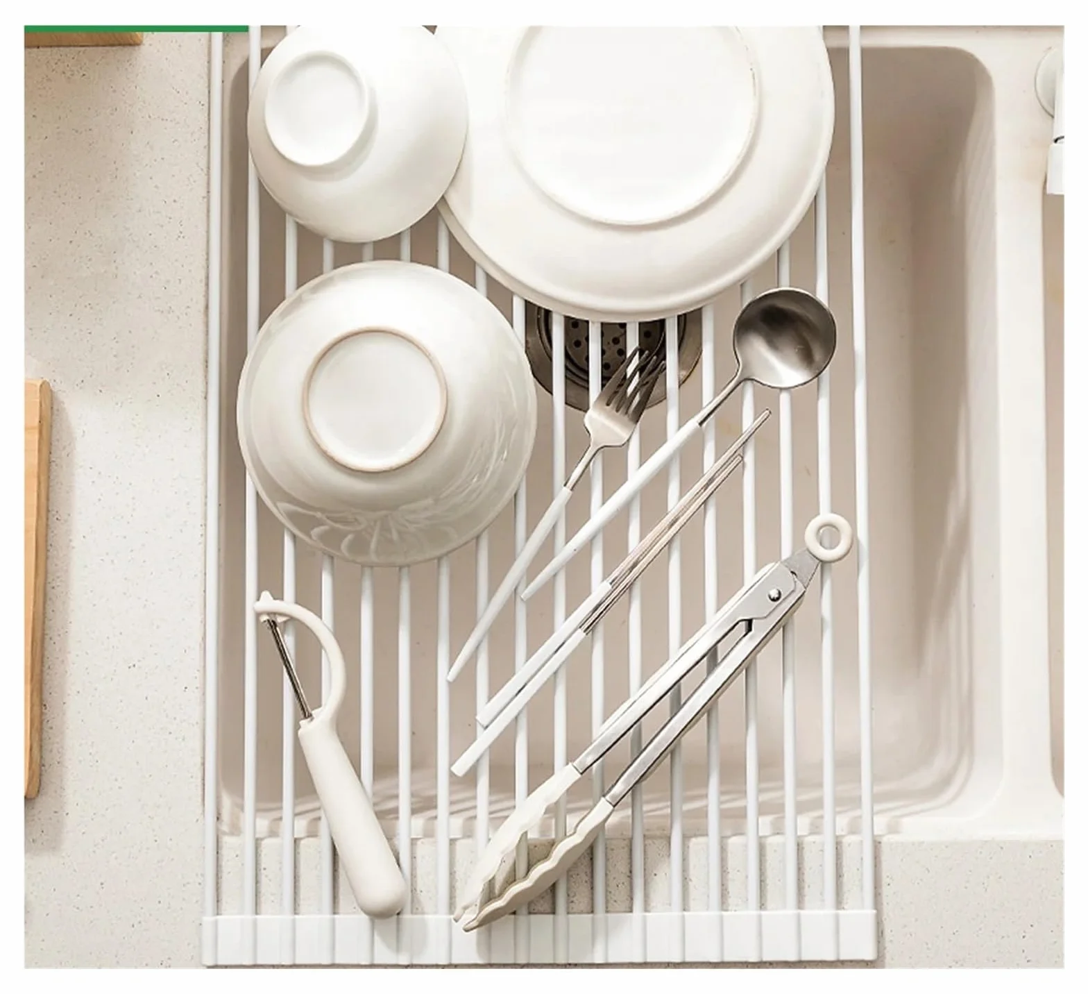 escurridor de platos plegable silicona Escurridor de platos plegable for cocina, rejilla secado enrollable silicona, escurridor fregadero que ahorra espacio, multiusos, herramientas(33*52cm)