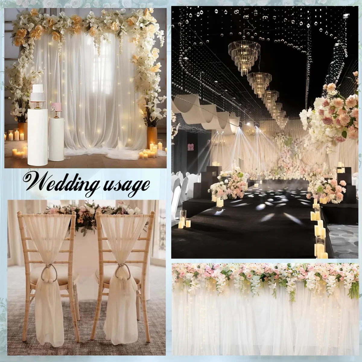 Cortina de Arco de Boda, Cenefa de Boda Cortinas con cenefas, Cenefa Transparente decoración a Mano alzada, Fondo de, para fotografía Fiesta cumpleaños (Marfil, 0,75 x 8 m)