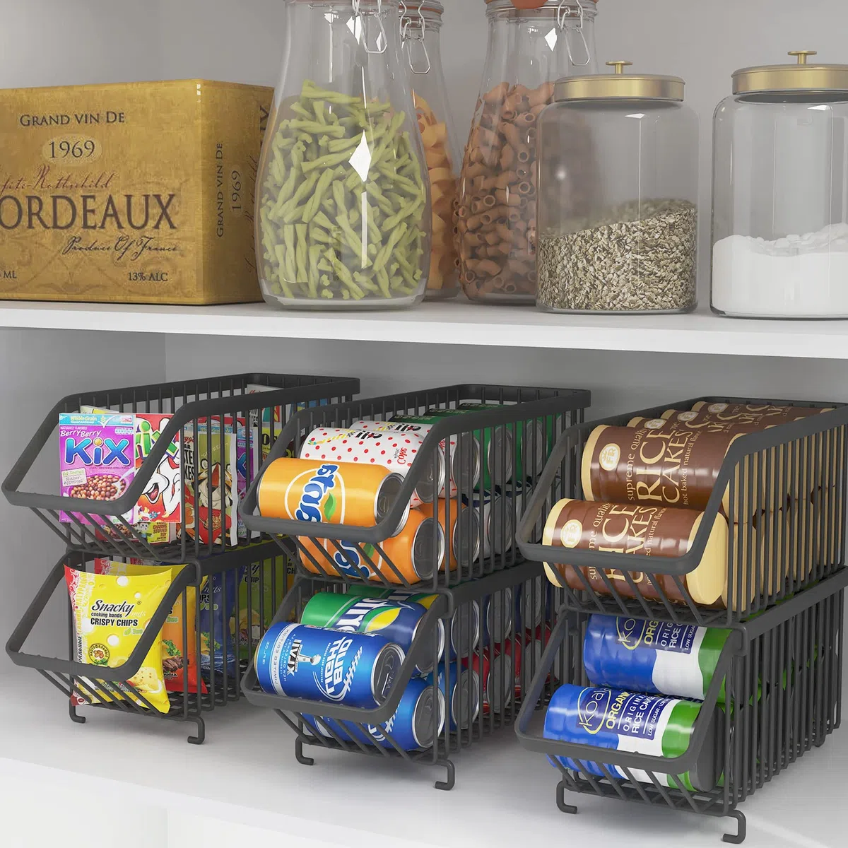 GILLAS Paquete de 8 organizadores apilables de latas de refresco para refrigerador, dispensador de latas, estante de almacenamiento de alimentos enlatados para nevera, cocina, encimeras, armarios,