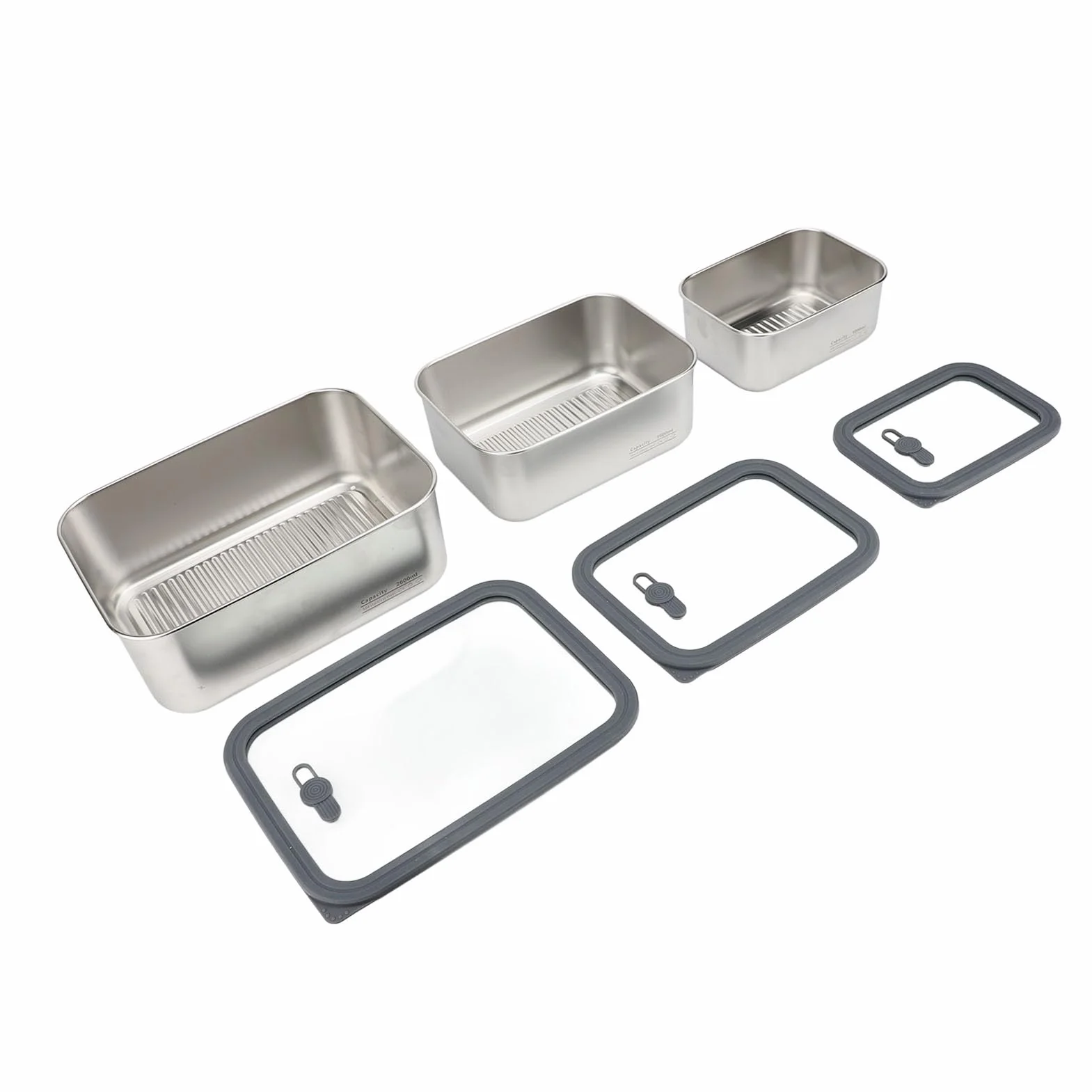RiToEasysports Juego de Contenedores de Almacenamiento de Alimentos de Acero Inoxidable 304, Lonchera con Tapa de Vidrio Hermética, 3 Recipientes de Preparación de Alimentos para Refrigerador,