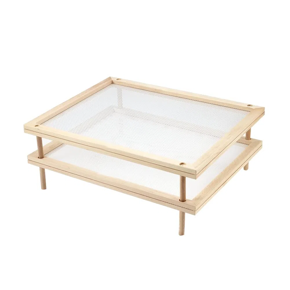Secador de alimentos apilable con red de madera, estantes de secado de pasta, hierbas, multiusos, soporte para secadora de alimentos de 2 niveles