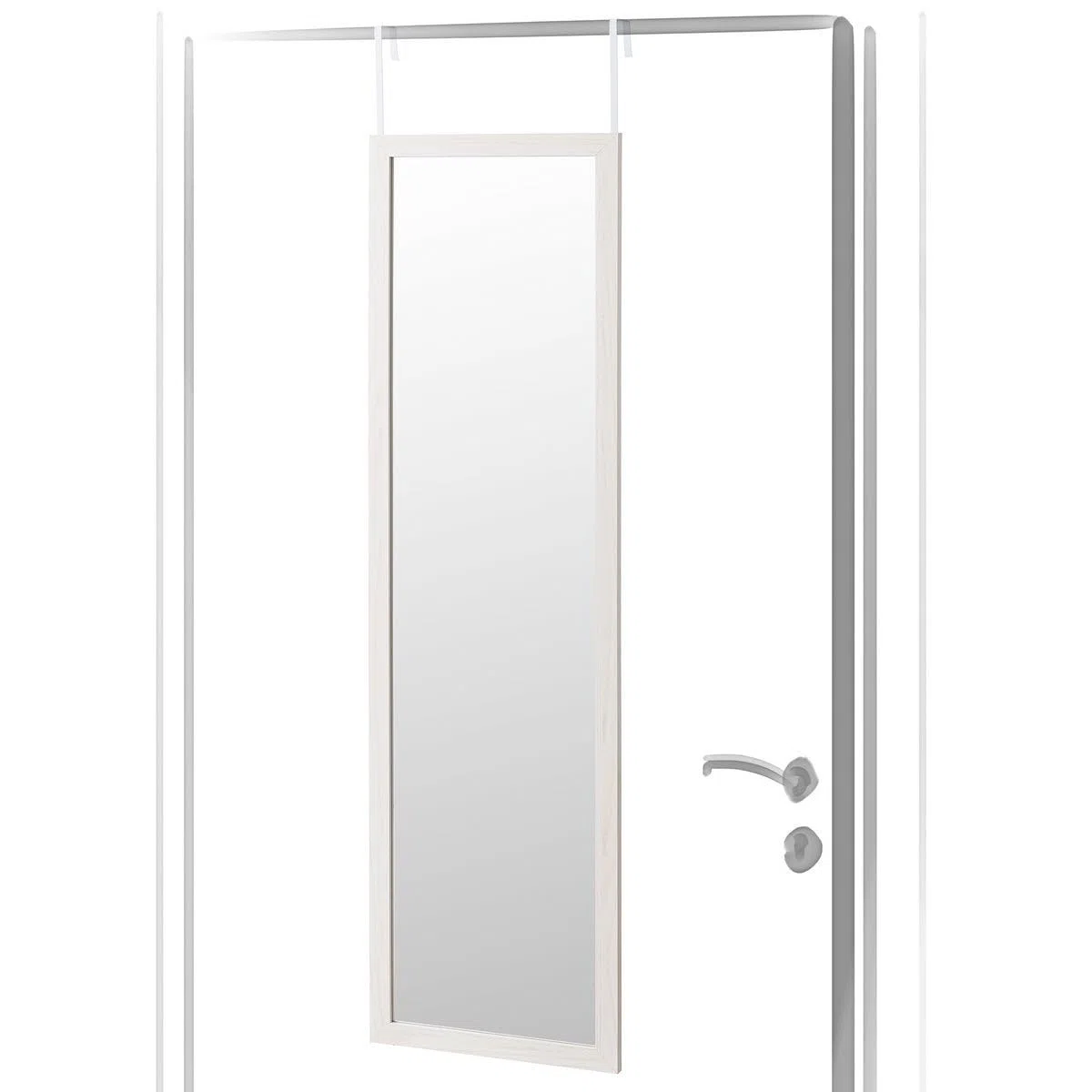 LOLAhome - Espejo de Madera Blanca de Cuerpo Entero de 35x125 cm para Pared o Puerta - Espejo de Dormitorio Rectangular y Moderno - Ideal para Vestidor y Pasillo