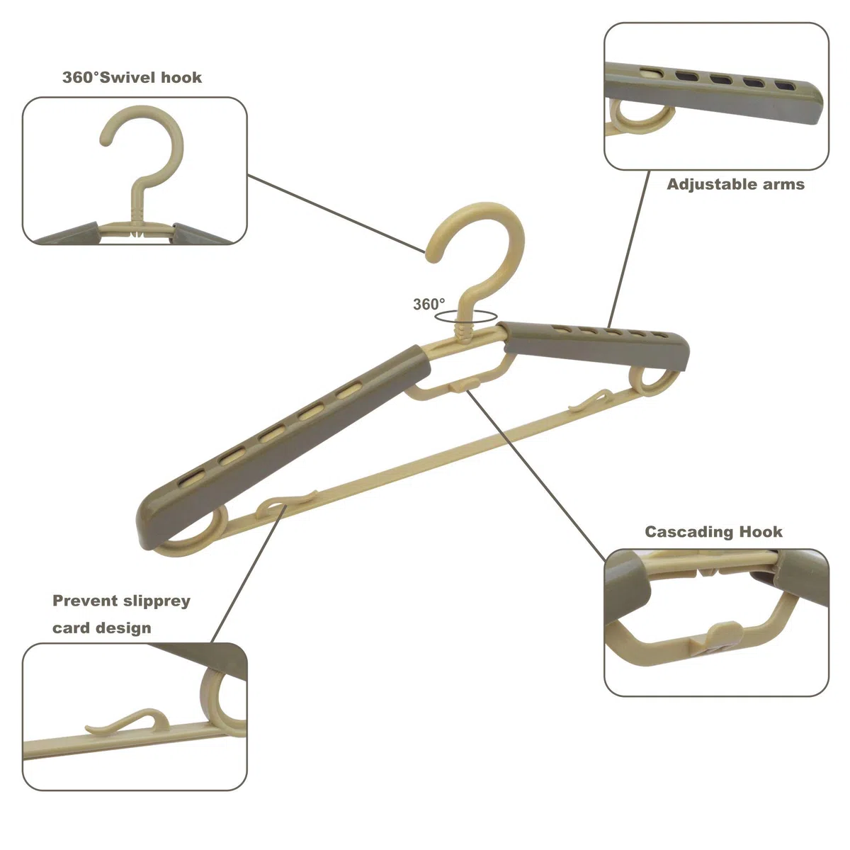 ipow 5PCS Percha Extensible Retrátil 38-58cm, Percha Grande para Ropa Camisa Abrigo