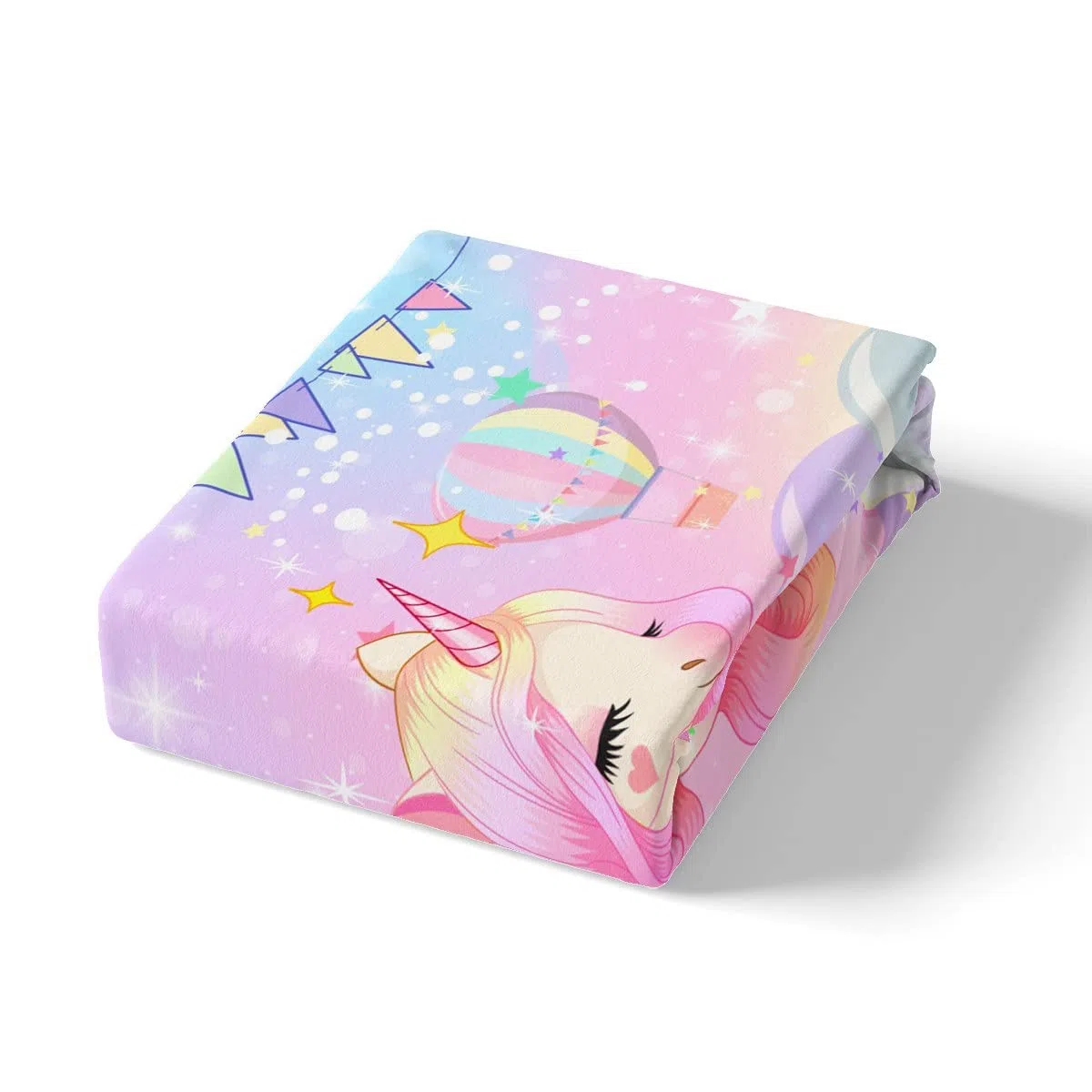 Loussiesd Juego de cama para niñas, diseño kawaii de unicornio y arcoíris, funda nórdica de dibujos animados, galaxia, estrellas, animales, 2 fundas de almohada, tamaño doble
