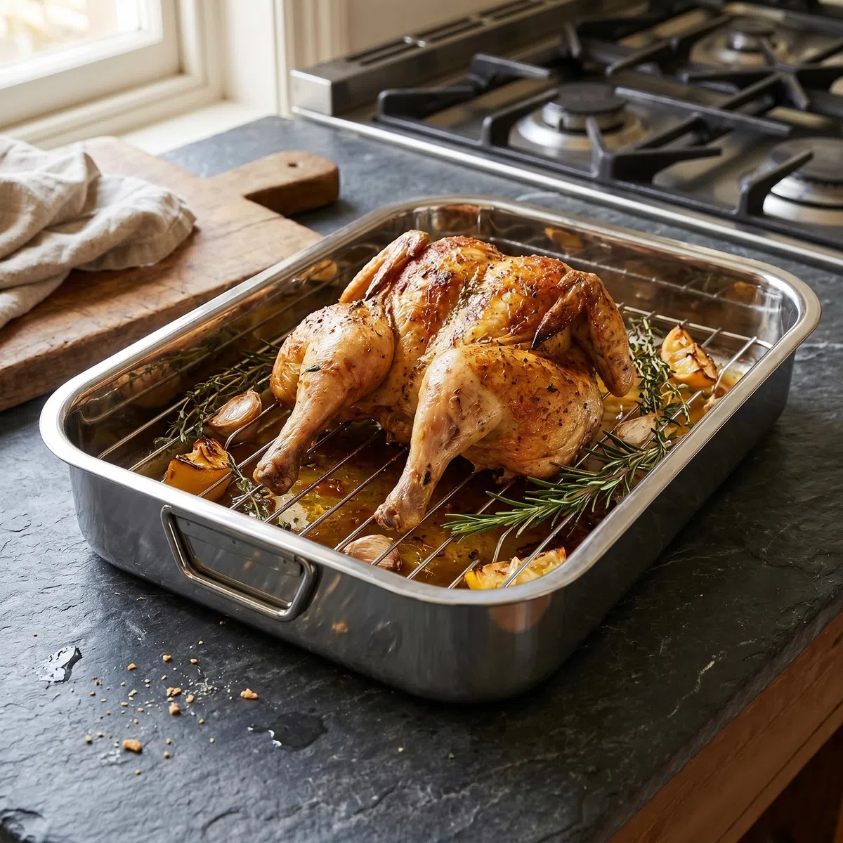 Menax - Bandeja Horno Universal Acero Inoxidable - Fuente para Horno con Rejilla - Bandejas Acero Inoxidable para Horno - Rustidera de Horno con Rejilla Inox - 40 cm