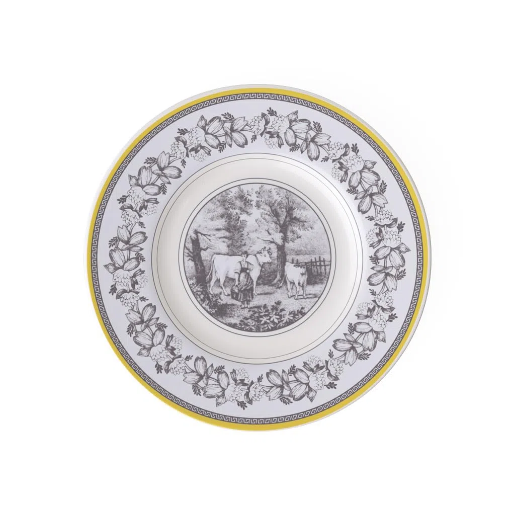 Villeroy & Boch Audun Ferme Plato para pan, 16 cm, Porcelana Premium, Blanco/Gris/Amarillo