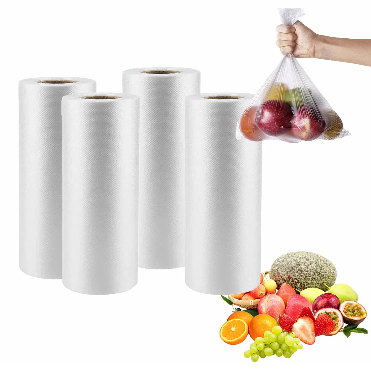 CLASSY Bolsas grandes de plástico para almacenamiento de alimentos de 35,5 x 50,8 cm, 350 bolsas/rollo, bolsas de plástico para verduras, frutas, pan - (4 rollos, total 1400 bolsas)