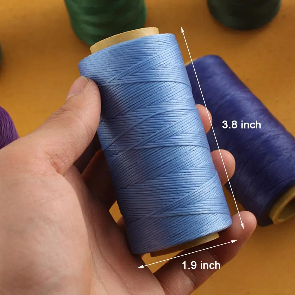 Hilo encerado plano para cuerda de coser de cuero, cordón de poliéster, costura, encuadernación, manualidades, tejido (1 mm 210D, verde oliva)