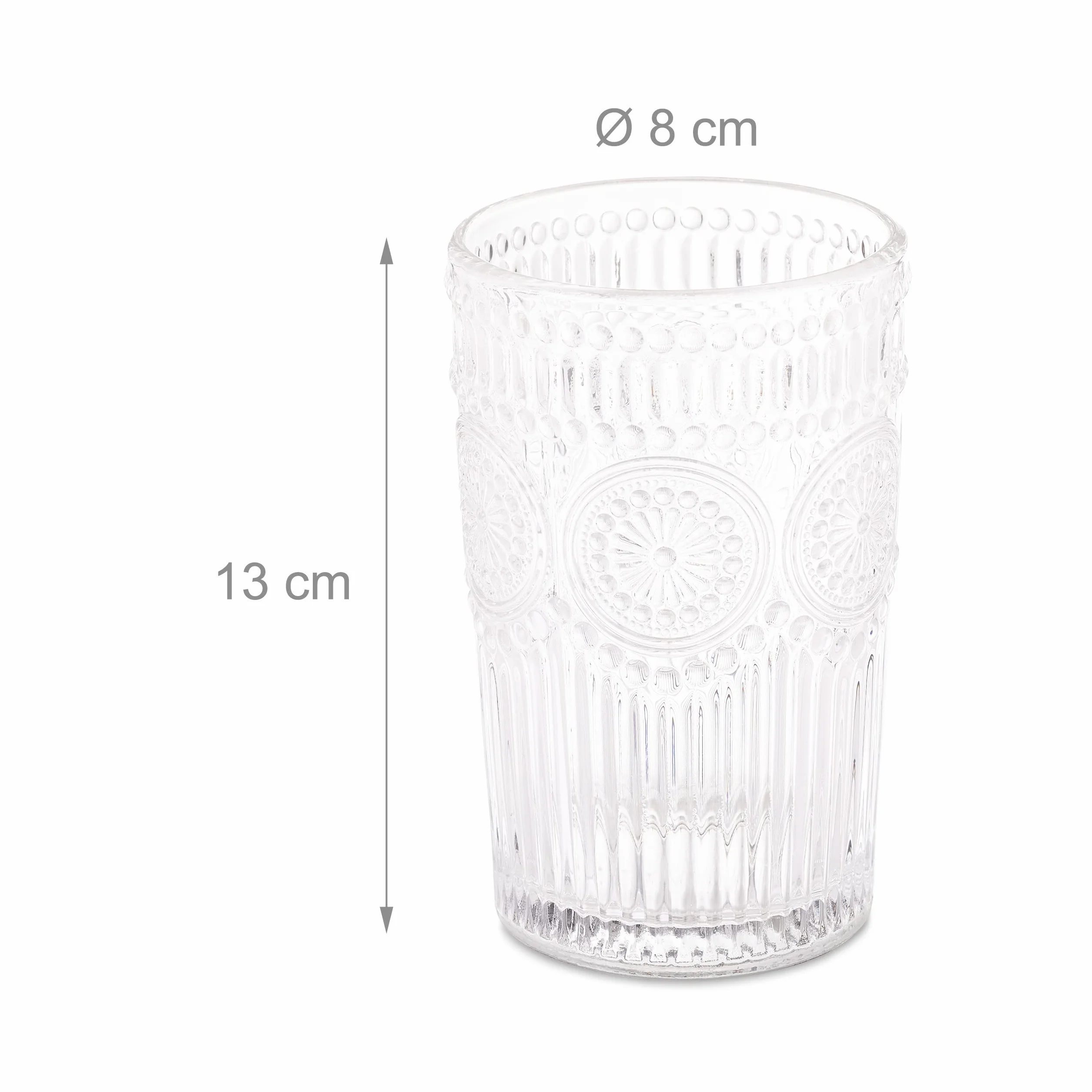 Relaxdays Vasos Vintage, Set 4, Aptos para Lavavajillas, 400 ml, Cristalería Retro, Agua, Zumo, Limonada, Transparente