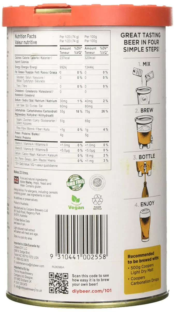 Coopers - Juego de elaboración propia de cerveza casera concentrada