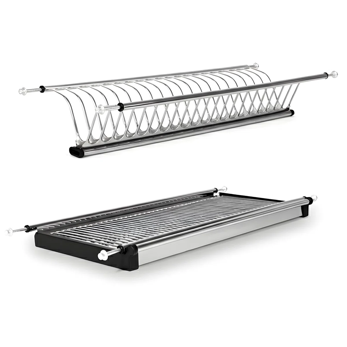 ALK Escurreplatos Acero Inoxidable AISI 304 con Bandeja – Escurridor Platos y Vasos – Organizador Cocina – Escurreplatos Armario – Disponible en Dos Acabados (Acero Inoxidable, M600)
