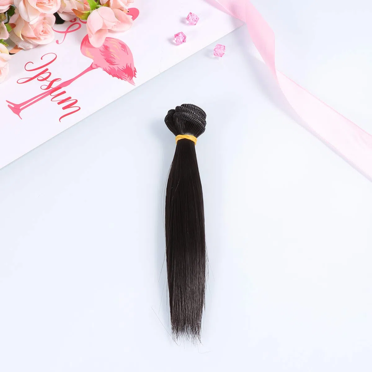- 5 extensiones de pelo de muñeca sintética recta larga para muñecas de pelo largo, materiales artesanales, accesorios para hacer muñecas, 15 cm ()