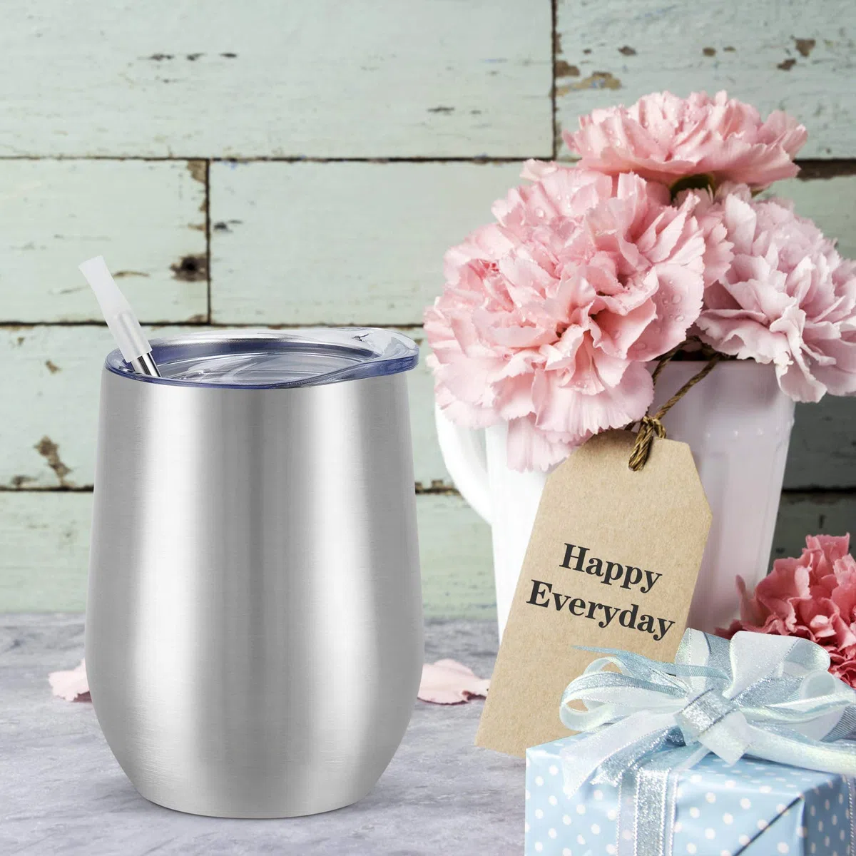 Paquete de 6 vasos de vino de acero inoxidable, vaso de vino aislado de 12 onzas, copa de vino aislada de doble pared, copas de vino sin tallo de acero inoxidable con tapas para café, vino, cócteles,